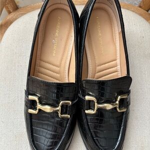 Adrienne Vittadini Black Embossed Loafers